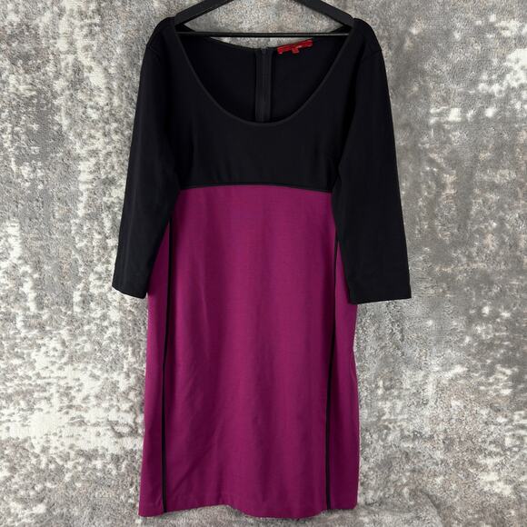 Narciso Rodriguez Sz XL Colorblock 2 Tone Knee Length Sheath Dress Purple Scoop - Picture 1 of 10
